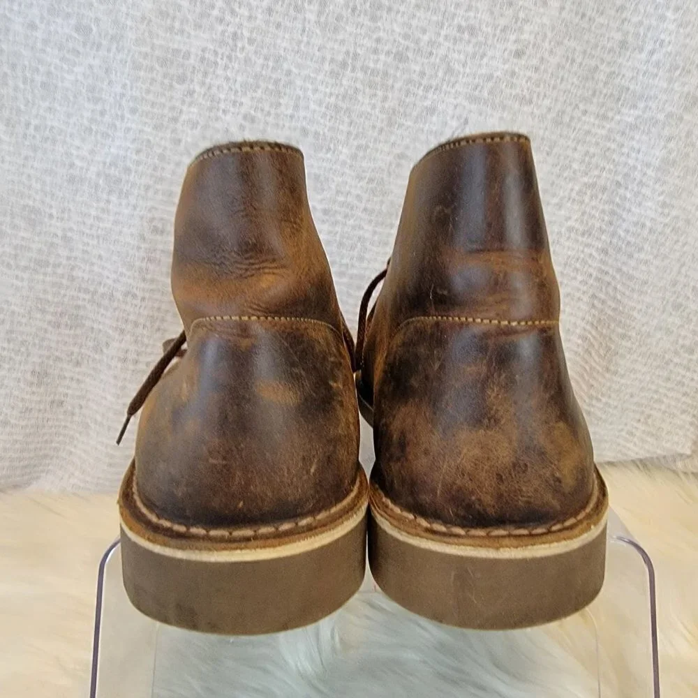 Clarks Men's Chukka Desert Boots Ankle Lace‎ Up Brown Leather 12 Shoe Distressed
